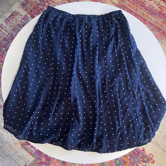 CJ Banks Navy w/White Embroidery Midi Skirt - Picture 5 of 6